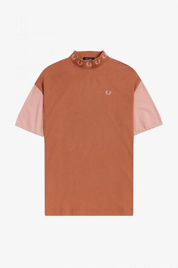 Bronze Fred Perry Colour Block Women's T Shirts | PH 2030NWYB